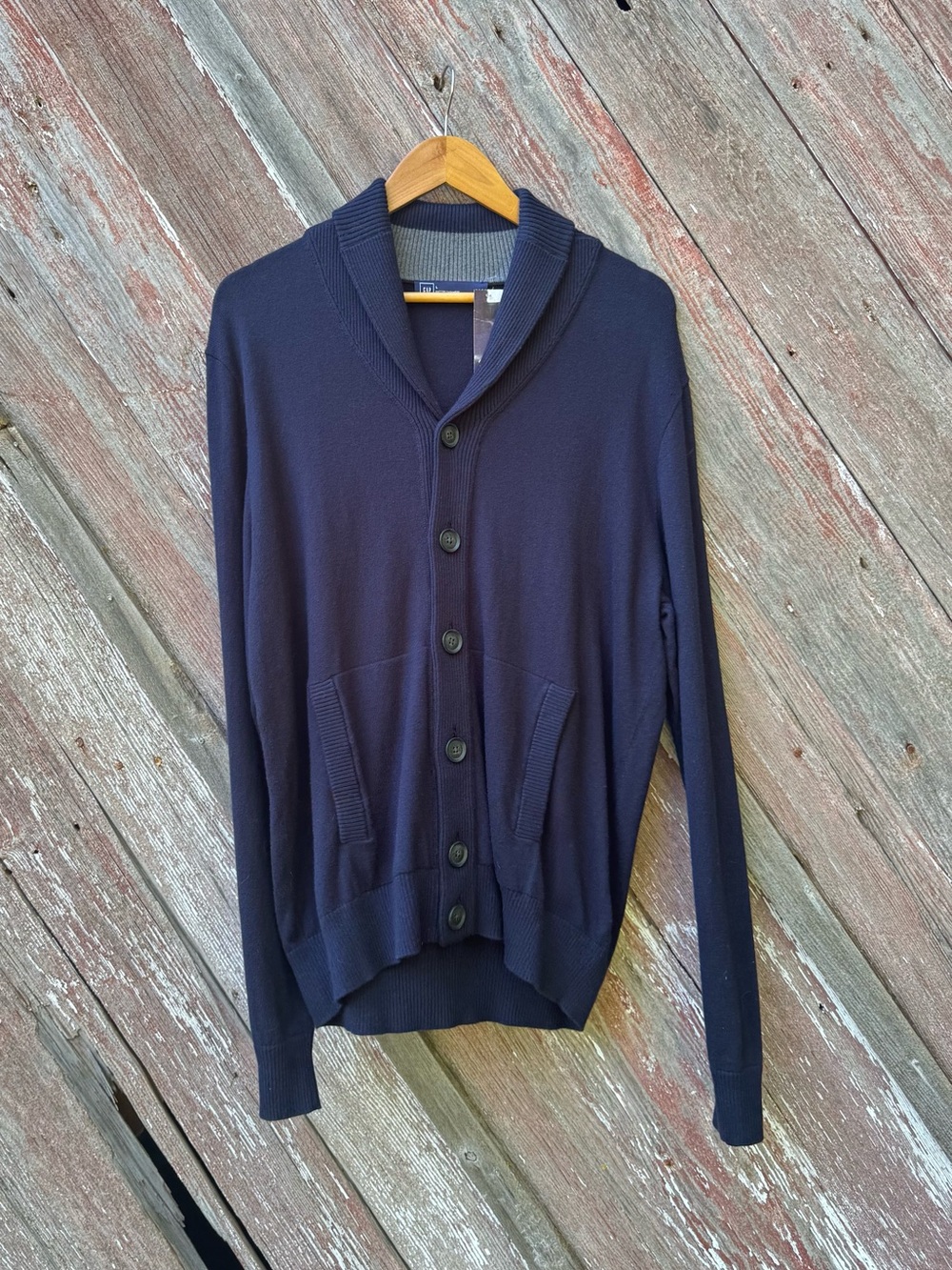 GAP NWT Cotton Cashmere Shawl Collar Cardigan Navy L